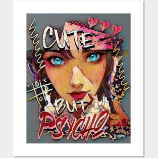 Cute but Psycho (mesmerizing blue eyes graffiti) Posters and Art